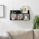 Danya B. Modern 3 Cube Floating Wall Shelf with Display Ledge - Easy to Hang Wall Mounted Triple Cubby Shelf (Black), 31.5 inches x 5.75 inches x 15.75 inches