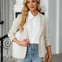 Blooming Jelly Womens Button Down Shirt 3/4 Sleeve Collared Pleated Business Casual Tops Ladies Trendy Summer Work Blouse