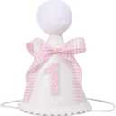 Pink Bow 1st Birthday Hat - Baby Girls 1st Birthday Crown, Pink First Birthday Decoration, Princess 1st Birthday Decor for Girls, Cake Smash Props