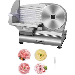 VEVOR Meat Slicer, 180W Electric Deli Food Slicer, 7.5 inch Meat Cutter with a Premium SUS420 Blade, 0-0.6 inch Adjustable Thickness, Food Slicer for Frozen, Hard Bread and Cheese, Home Use