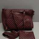 Lunch Tote Bag for Women, 15.6 Inch Laptop Work Bag with Insulated Lunch Box Compartment & Purse Large Capacity Quilted Computer Handbag for Office Business Work Nurse Teacher Travel Casual (Burgundy)