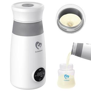 Portable Milk Warmer & Mixer, Cordless Travel Bottle Warmer for Breastmilk, Formula or Water, 10 oz Big Capacity, Big Battery Capacity for Journey, Calienta Biberones Porttil (white)