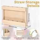 Wooden Cabinet Door Straw Holder, Reusable Straw Dispenser Space-Saving Drinking Straws Organizer for Cabinet Door Kitchen Cupboard Countertop Storage, Adhesive No Drill Installation