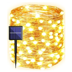 Solar String Lights for Outside, Bright Solar Lights Outdoor Waterproof, Copper Wire with 8 Modes Fairy Lights for Tree Garden Party Wedding Ourdoor Decor (Warm White)