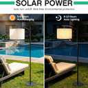 VISFLAIR Solar Outdoor Floor Lamp, Waterproof Arc Standing Light with Heavy Metal Base for Patio, Modern Exterior Tall Light with Shade & Vintage Edison Bulb for Deck, Porch, Garden, Balcony Decor