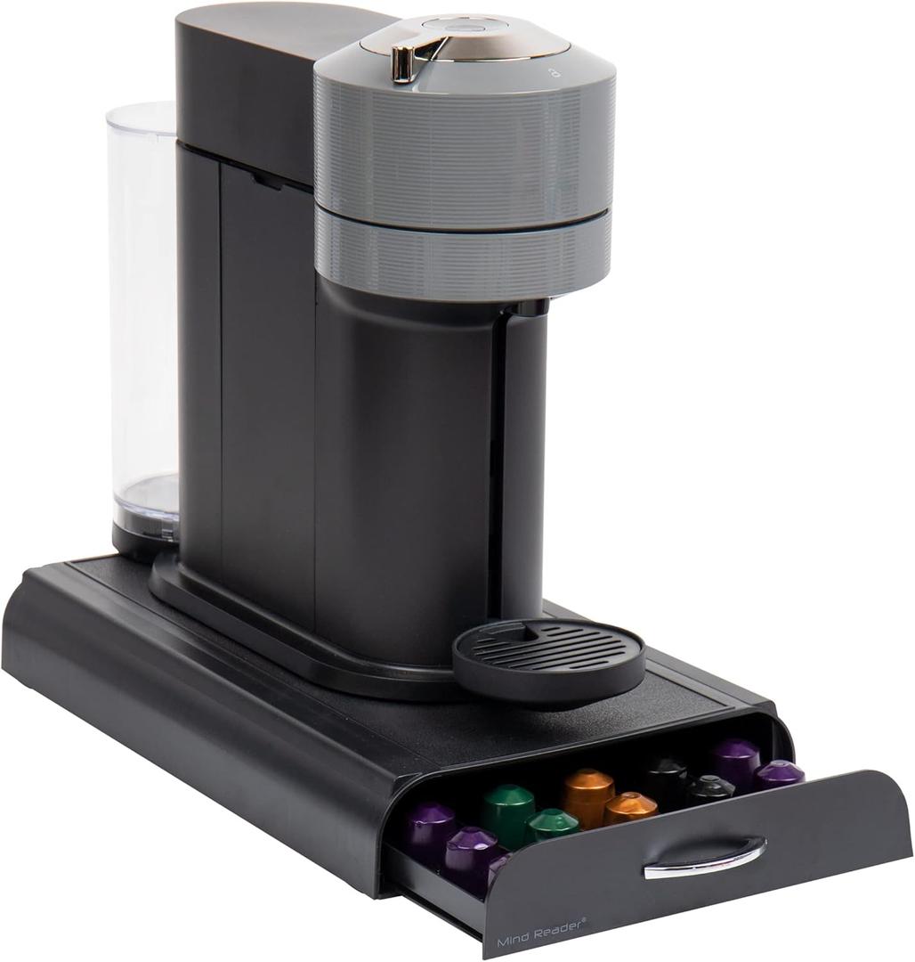 Mind Reader Nespresso Compatible Capsule Drawer Countertop Organizer, Coffee Pod Holder, Storage, 9.21 x 15.94 x 2.36, Black