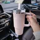 6 x 6 Pack Replacement Straws with Cleaning Brush Compatible Stanley 30 oz 40 oz Tumbler, Plastic(White)