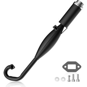 2-Stroke Muffler Exhaust Pipe with Expansion Chamber - Angled Design with Pipe Gasket - Compatible with 47/49cc CAG Daytona Pocket Bikes, Kids Mini Dirt Bike - Easy to Install
