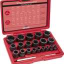 22PCS Bolt Extractor Set, 1/2" and 3/8" Drive Easy Out Stripped Locking Lug Nut Removal Tool, Ez Out Wheel Lock Remover Kit for Extracting Damaged, Broken, Rusted Nuts & Screws(Red)