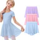 LessonZoo 3 Pack Girls' Ballet Skirts, 3-Color, 10-12 Years