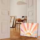 Framed Boho Sun Canvas Wall Art Picture Bohemian Sunset Sunrise Sunshine Rainbow Poster Print Aesthetic Floral Pink and Orange Abstract Painting Wall Decor for Bedroom Dorm 12x16in