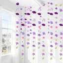 6 Pcs 35.4 Inch Artificial Purple Flower Garlands with 3 Pcs 10 Ft Wedding Tulle Table Runner Wildflower Vines Floral Table Runner Garlands for Wedding Bridal Shower Spring Tea Party, 29 inches x 120 inches