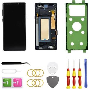 Galaxy Note9 LCD Display Screen Assembly Replacement for Samsung Galaxy Note9 Touch Digitizer Screen with Frame Toolkits SM-N960U N960F No Fingerprint (Black)