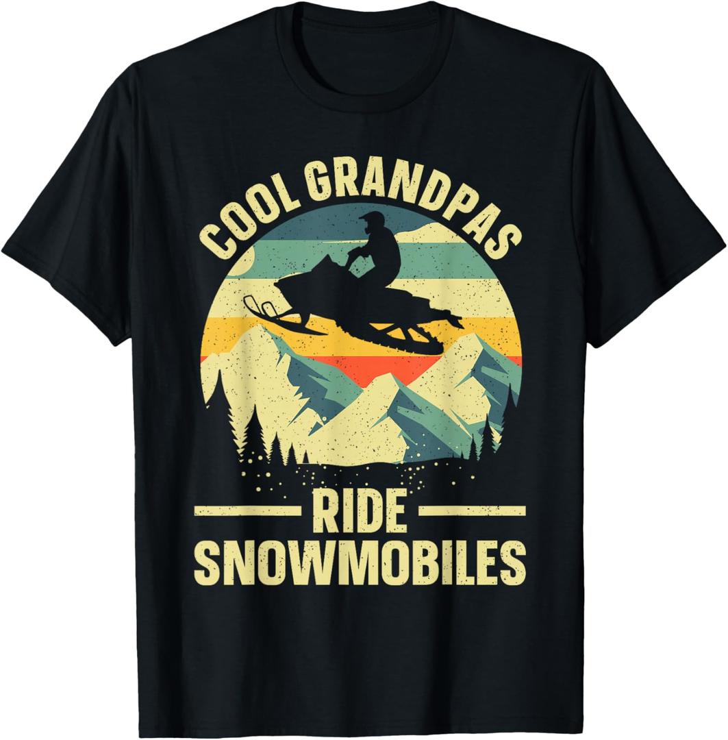 Cool Snowmobile Art for Men Grandpa Snowmobiling Snowmobile T-Shirt XL