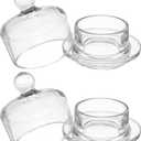 EATAKWARD 2Pcs 3.4" Mini Glass Butter Dish Set with Lid, Cute Butter Holder Tray with Cover, Ideal for Kitchen, RV, Dorm, or as a Gift
