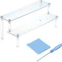 T Tulead 2 Tiers Acrylic Riser Rectangular Display Riser Stand Tabletop Clear Display Riser 3.9-inch Height Cupcake Riser Stand Perfume Display Riser