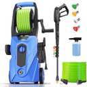 commowner 5000PSI Electric Pressure Washer, 2025 New Power Washer with 33FT Flexible Extension Pressure Washer Hose Reel, 4 Nozzles, Professional Powerwashers for Home/Car(Blue)