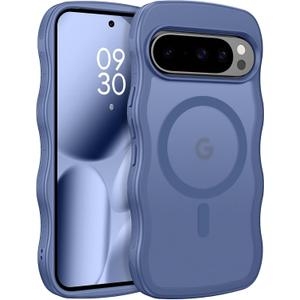 BENTOBEN Magnetic for Google Pixel 10 Pro XL Case Cute, Curly Wavy Pixel 10ProXL Case [Compatible with MagSafe] Anti-Slip Bumper Matte Slim Women Girls Boys Cover for Google 10ProXL 6.8", Sierra Blue