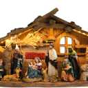 Nativity Scene Indoor 10.2 Inch Christmas Music Village Manger Nativity Sets Tabletop Jesus Christmas Figurines Decorations Christmas Ornaments
