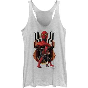 Marvel Women's Spider-Man No Way Home 3 Spidey Panel Poster Tri Blend Tank (X-Large, White Heather)