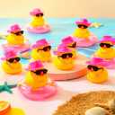 Sosation 12 Pcs Cowboy Rubber Duck Bulk Mini Car Yellow Duckies Bath Toys Party Favor with Mini Hat Swim Circle Necklace Sunglasses Car Ornaments for Summer Birthday Swimming Supplies (Classic Style)