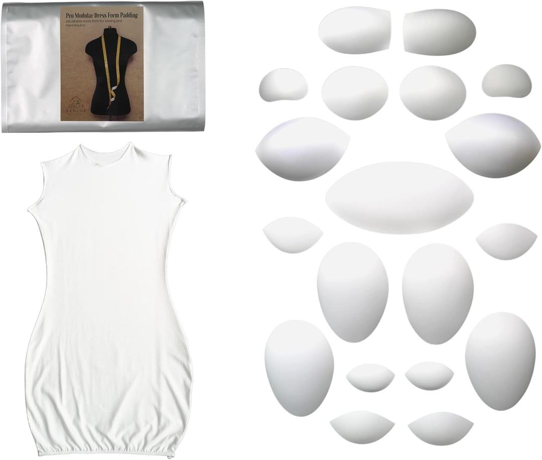 Pro Modular Dress Form Padding Plus Size Kit (24 Pieces) - Adjustable Body Form Set for Sewing and Mannequin - Adult Female Dress Padding - Making and Tailoring Accessories