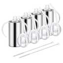 12oz Stainless Steel Sippy Cups for Toddlers with Handles, Spill Proof Double Wall Vacuum Insulated Sippy Cups, Kids Straw Cups with Extra Lids for School, Outdoor, 4 Pack