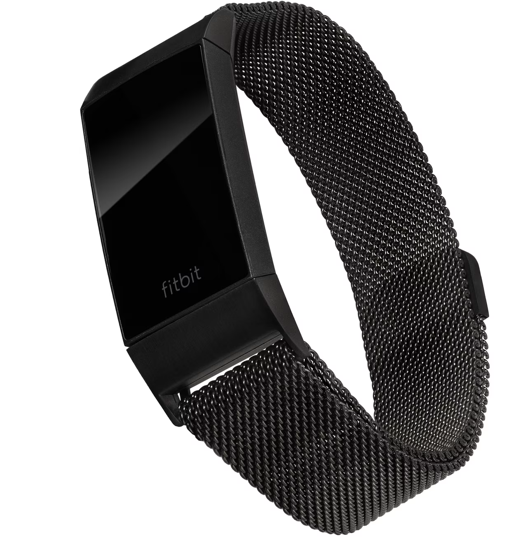 WITH it Stainless steel mesh band for use with FITBIT CHARGE 4 & CHARGE 3 (Black)