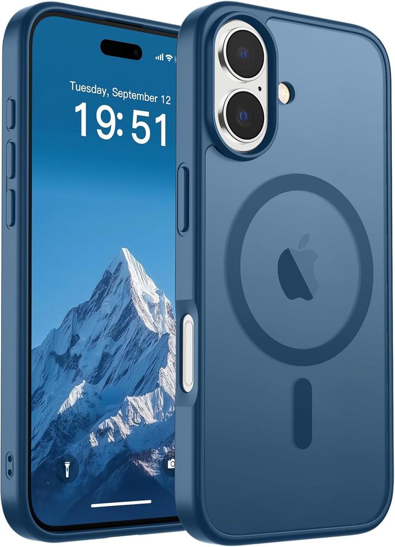 SUPFINE Magnetic for iPhone 17 Case (Compatible with MagSafe)(Military Grade Drop Protection) Translucent Matte Shockproof with Anti-Fingerprint Phone Cover 2025, Deep Blue