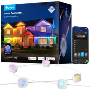 Govee Permanent Outdoor Lights Pro, 100ft with 60 RGBIC LED Lights for Daily and Accent Lighting, 75 Scene Modes for Outdoor Decor, IP67 Waterproof, Works with Alexa, Google Assistant, Matter, White