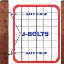 J-Bolt Post Hinge with 5/8" Hinge Pin Galvanized Post Gate Hinge for Chain Link Fence, Washers & Nuts Included (6" (4 Pcs))