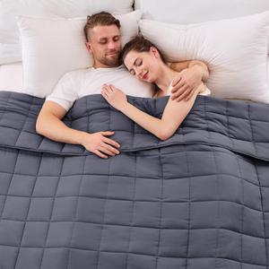 yescool Weighted Blanket for Adults (20 lbs, 88 x 104, Grey) Cooling Heavy Blanket for Sleeping Perfect for 190-210 lbs, Queen Size Breathable Blanket with Premium Glass Bead, Machine Washable