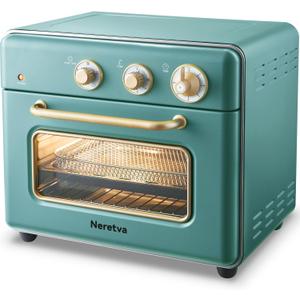 Neretva [21 QT& 6-in-1] Toaster Oven & Air Fryer, Compact Toaster Ovens Countertop with 5 Slices 1500W Rapid Heat Air Fryer Toaster Oven Combo Stainless Steel for Bake/Toast/Broil/Air Fryer/Defrost (dark green)
