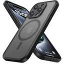 ImpactStrong Magnetic Guard Designed for iPhone 15 Pro Case [Camera Protection] [Military Grade Drop Tested] [Compatible with MagSafe] Slim Translucent Matte Phone Case (6.1") - Black