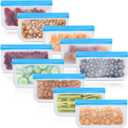 10 Pack Reusable Silicone Food Storage Bags, Leakproof Dishwasher Safe Reusable Freezer Bags for Food Containers, Lunch Bags for Sandwich, Snack, Marinate Meat, Salad Fruit