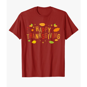 Fall Color Cute Adorable Happy Thanksgiving Design T-Shirt, Red, XL