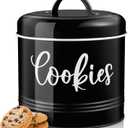 Farmhouse Cookie Jar for Kitchen Counter, 1 Gallon Vintage Cookie Jar with Airtight Lid, Large Food Storage Container for Candy, Cookies, Dessert, Black Kitchen Decor and Accessories 