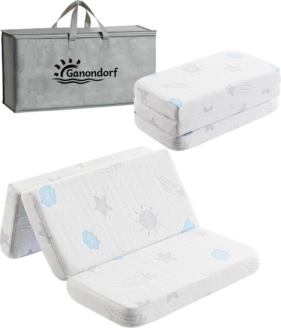 Ganondorf 38"X26" Trifold Pack and Play Mattress Pack N Play Mattress Dual-Sided Memory Foam Baby Mattress Pad