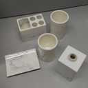 LUANT Resin 5pcs Bathroom Accessory Set - Tumbler, Soap Dish, Liquid Soap Dispenser, Toothbrush Holder,Grey