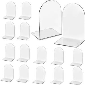 Lulonpon 16 Pieces Book Ends, Bookends, Books End for Shelves, Books End for Heavy Books, Clear Bookends, Acrylic Book Ends for School, Library,Desktop Organizer and Book Shelves