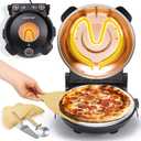 NutriChef Electric Pizza Oven | 1200W Countertop Pizza Maker with Temperature Control & Thermometer | Viewing Window for Precise Cooking | Heats up to 800F | Easy to Clean Non-Stick Coating (Black), 13.38" x 12.99" x 6.49"