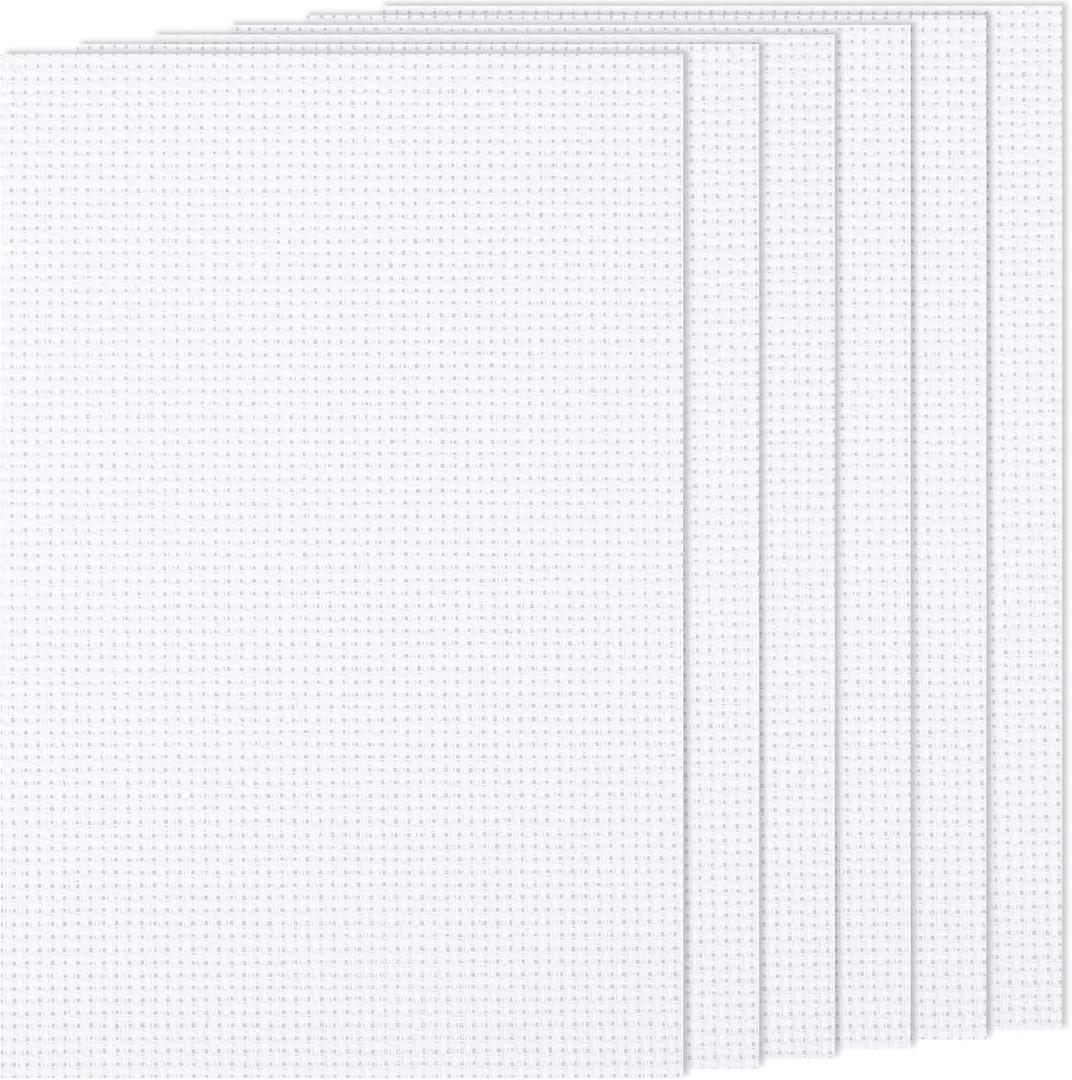 6 PCS Cross Stitch Aida Fabric 14 Count, 18 by 12 Inch, Classic Reserve Cross Stitch Aida Cloth for Home DIY Embroidery Decoration, White