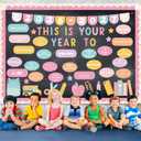 3 x Fuyoooo Pastel This is Your Year Bulletin Board Set Welcome Back to School Bulletin Board Cutouts Motivational Classroom Decoration for Classroom Chalkboard Inspirational Office Supplies