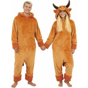Adult Onesie Pajamas, Unisex Cute Animal Costume, Cosplay Halloween Jumpsuit Sleepwear for Women Men (Medium, Cow)