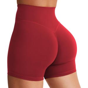 YEOREO Women's Biker Shorts 3.6" /4.5" / 6" Workout Gym Shorts Craze High Waist Tummy Control Hidden Scrunch Running Yoga (Medium, Jujube Red)