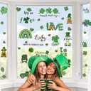 St Patricks Day Window Clings,Living Room St. Patrick's Day Glass Windows/Wall Decor,Green Gnome Shamrock Stickers for Irish Holiday Party Decoration Supplies
