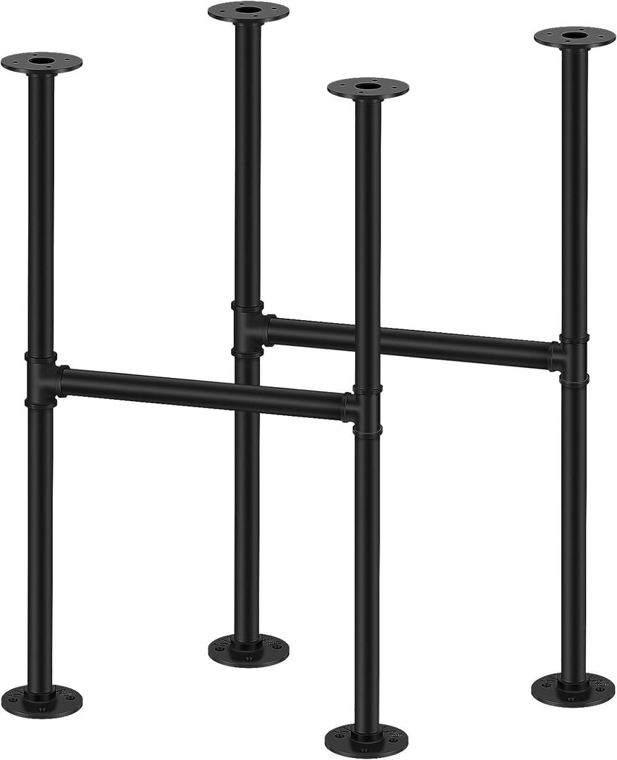 Licperron 2 Pack 30 Inch Industrial Metal Table Legs, Black Pipe Legs for Coffee Desk Furniture