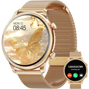 Hwagol Smart Watch for Women Android Phones iPhone Compatible(Bluetooth Call),1.39'' Round Sports Watch Fitness Tracker Heart Rate/SpO2/Sleep Monitor,Pedometer