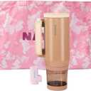 NAYAD Insulated Tumbler with Foldable Handle & Detachable Snack Box - 23oz Stainless Steel Travel Mug with Straw Lid,Leak-Proof Design for Travel,Gym,Gift for and women Daily UseLight brown
