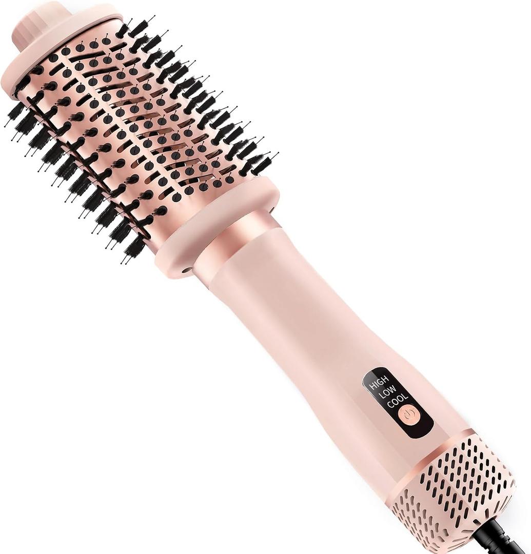 High Speed Hair Blow Dryer Brush - 3X Faster Drying Ionic Blowout Styler 5-in-1 Brush for Anti-Frizz, Straight Hair, Curls Volumizing Blowouts Ceramic Titanium Barrel with Smoothing Comb Negative Ion